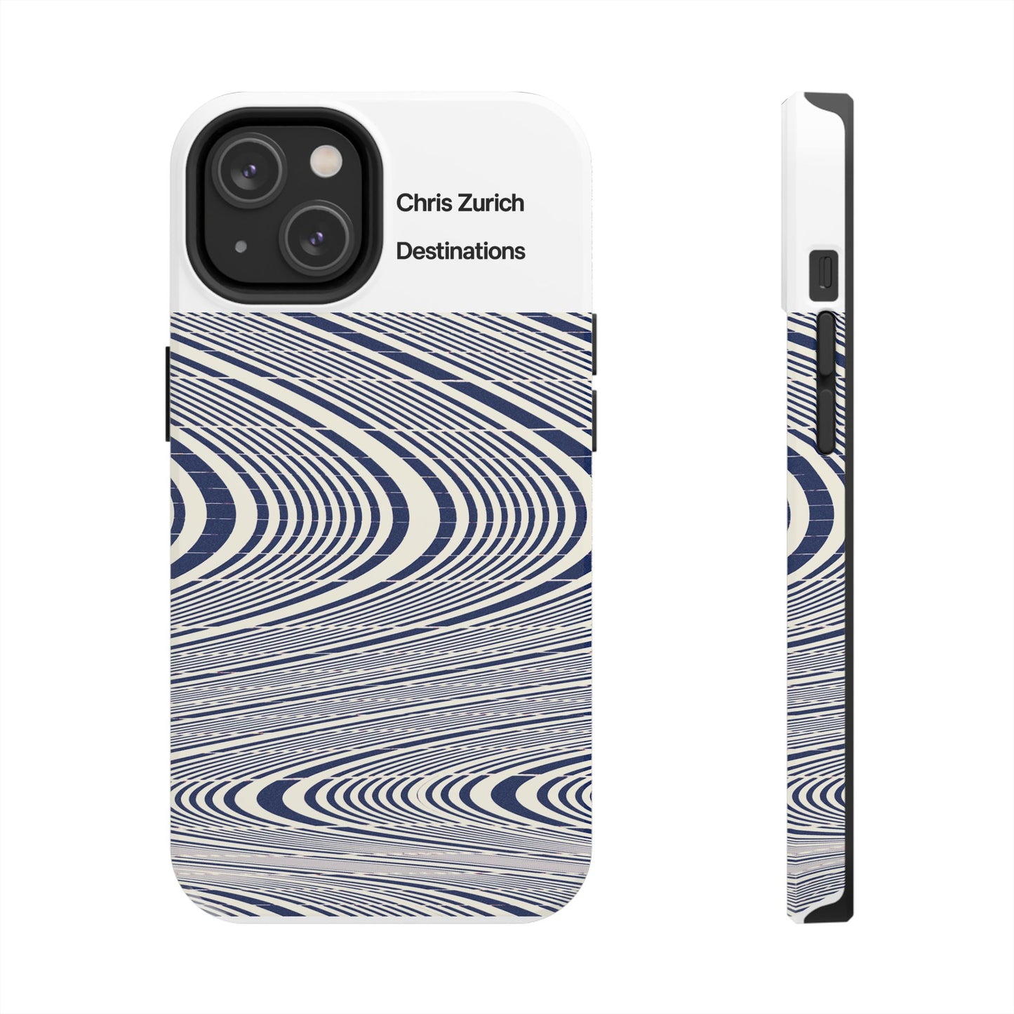Destinations - Blue Wave Optical Art phone case | abstract line pattern, Chris Zurich Destinations