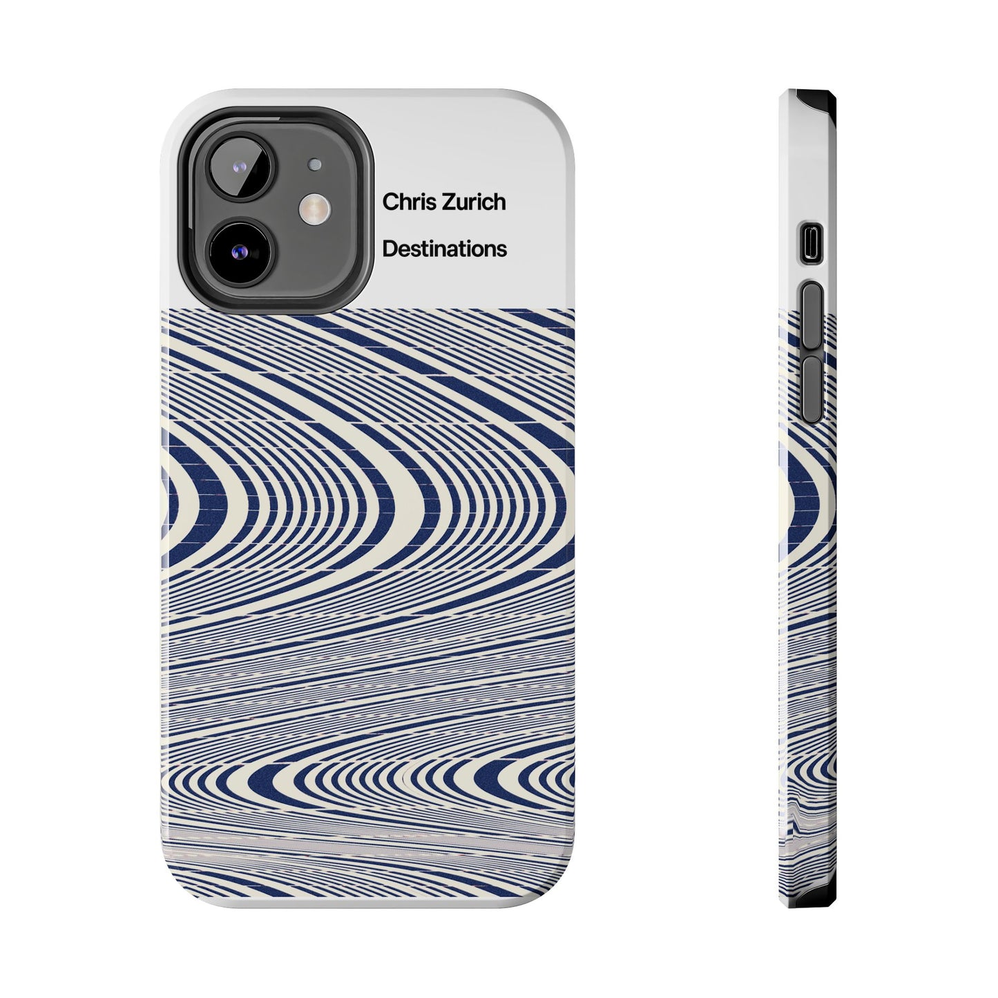 Destinations - Blue Wave Optical Art phone case | abstract line pattern, Chris Zurich Destinations
