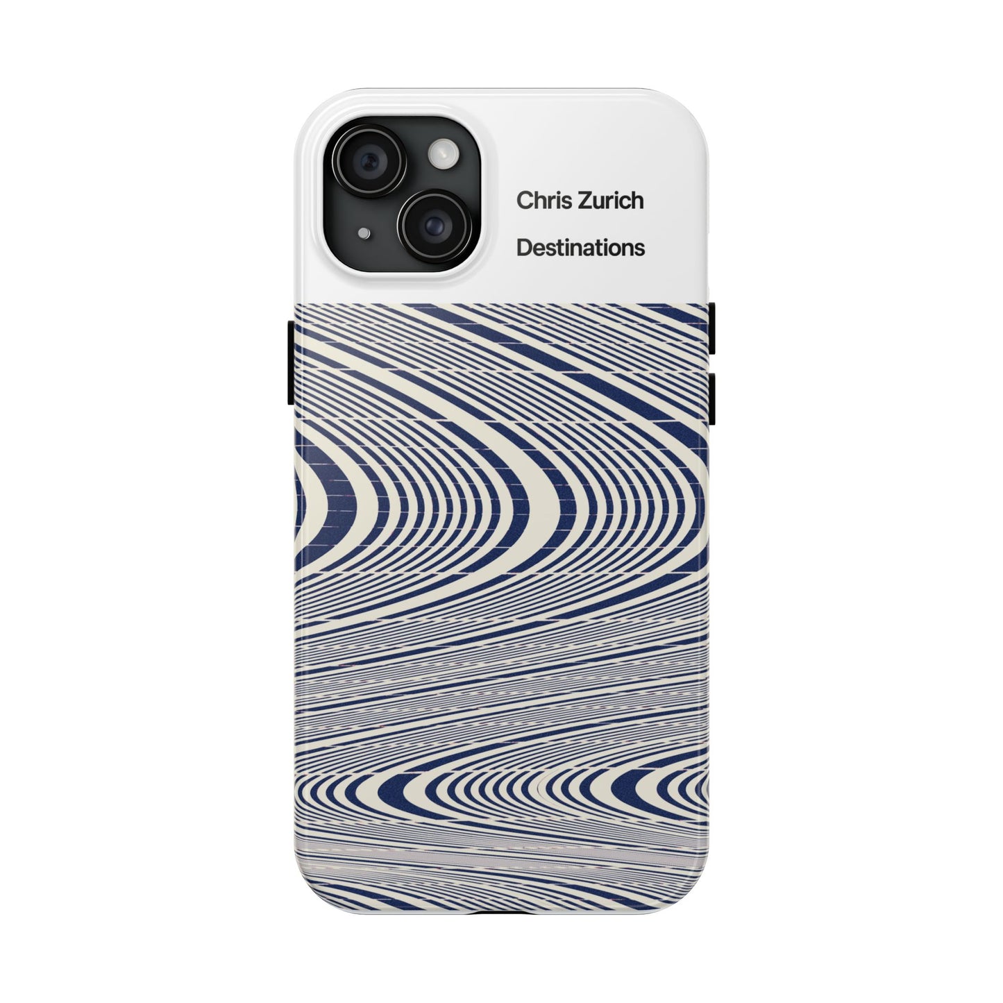 Destinations - Blue Wave Optical Art phone case | abstract line pattern, Chris Zurich Destinations