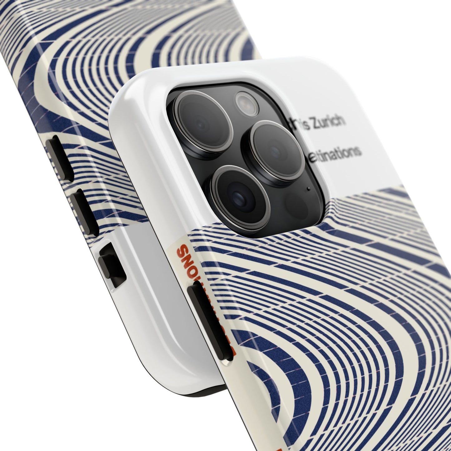 Destinations - Blue Wave Optical Art phone case | abstract line pattern, Chris Zurich Destinations