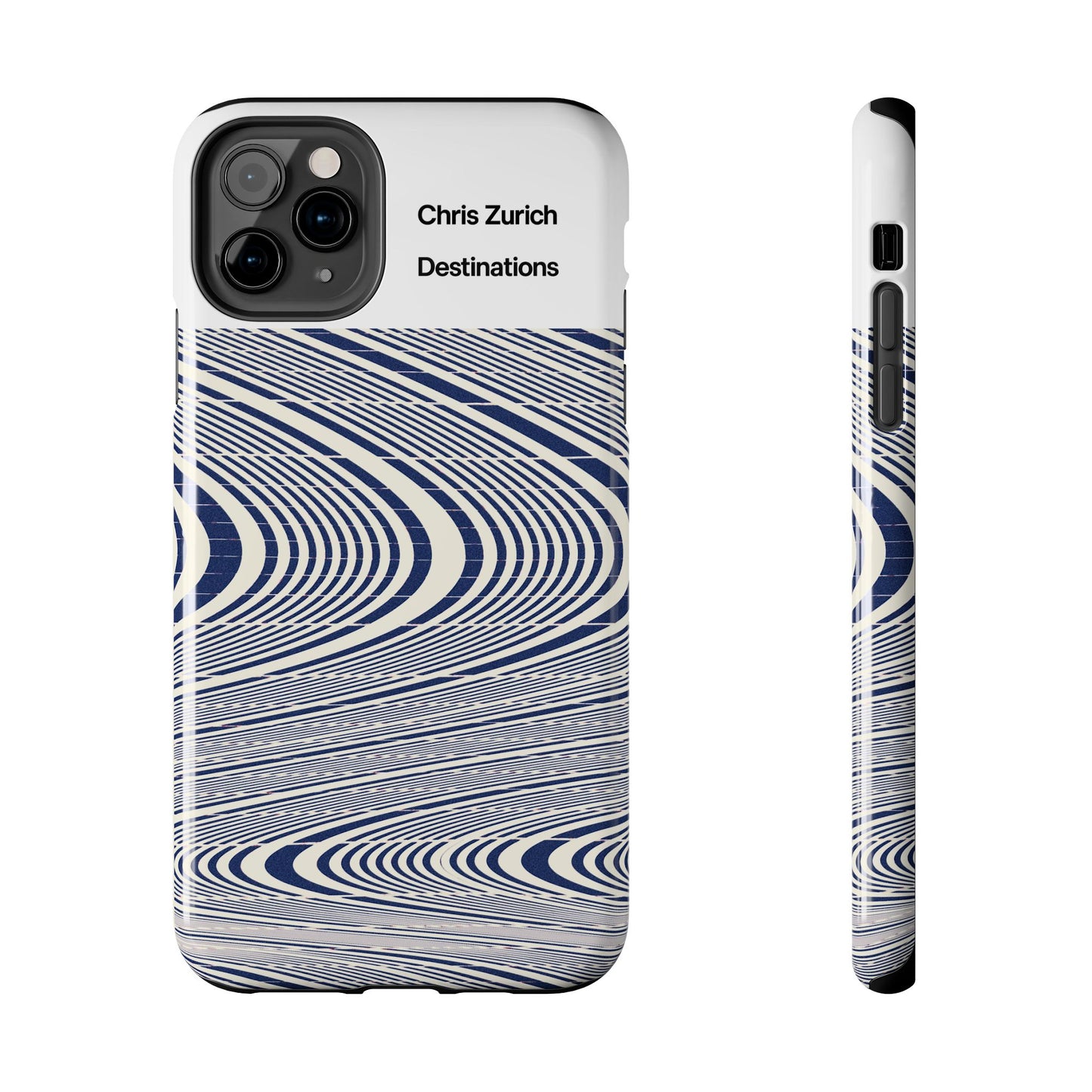 Destinations - Blue Wave Optical Art phone case | abstract line pattern, Chris Zurich Destinations