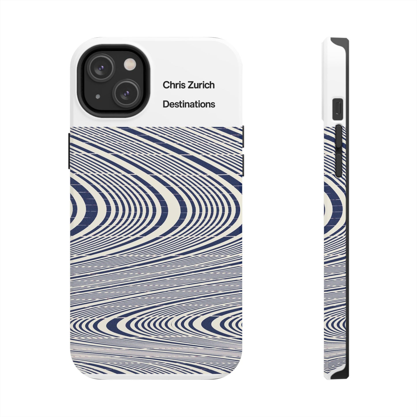 Destinations - Blue Wave Optical Art phone case | abstract line pattern, Chris Zurich Destinations