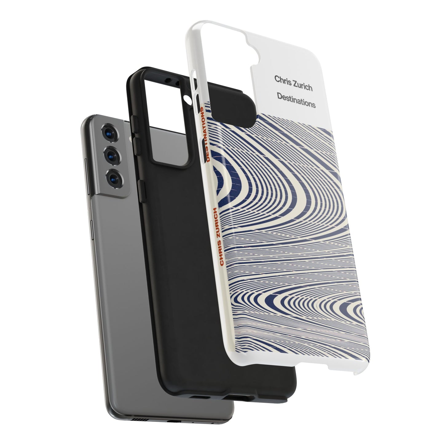 Destinations - Blue Wave Optical Art phone case | abstract line pattern, Chris Zurich Destinations