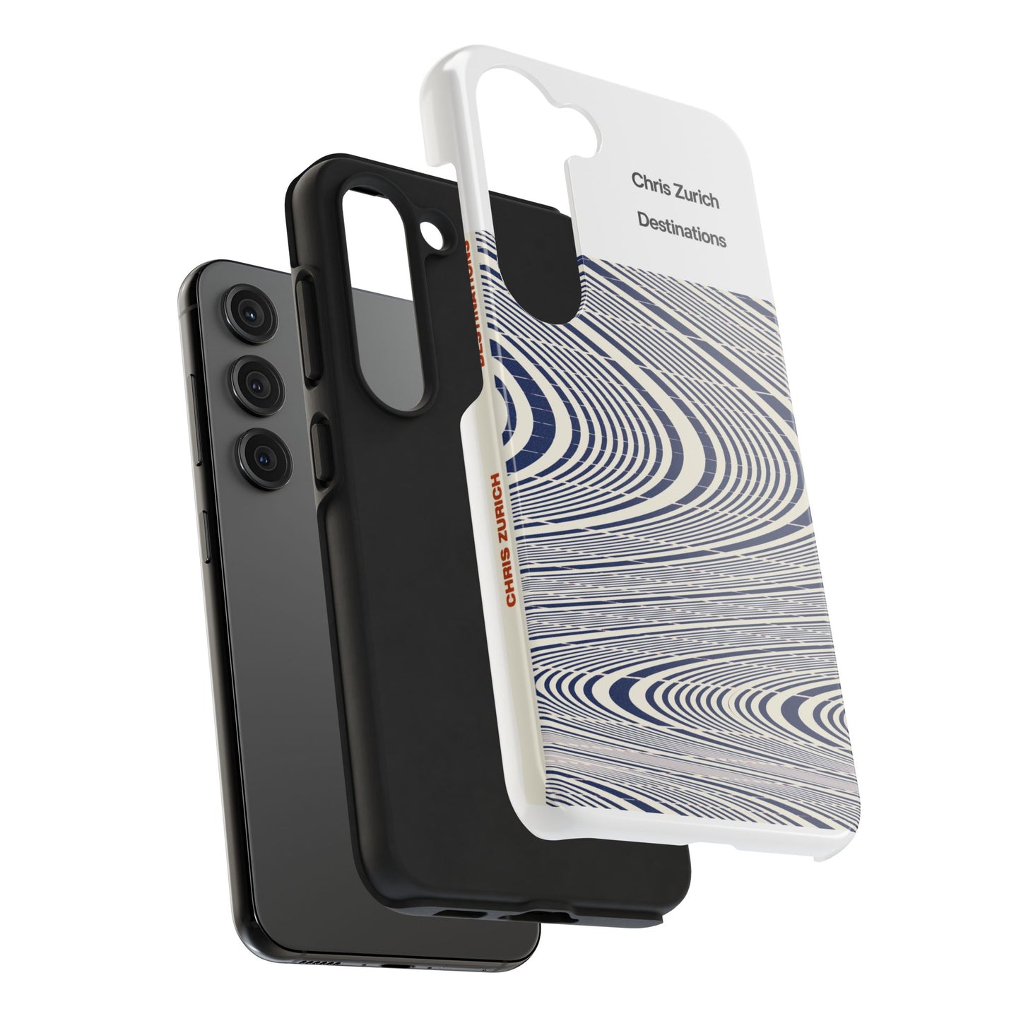 Destinations - Blue Wave Optical Art phone case | abstract line pattern, Chris Zurich Destinations