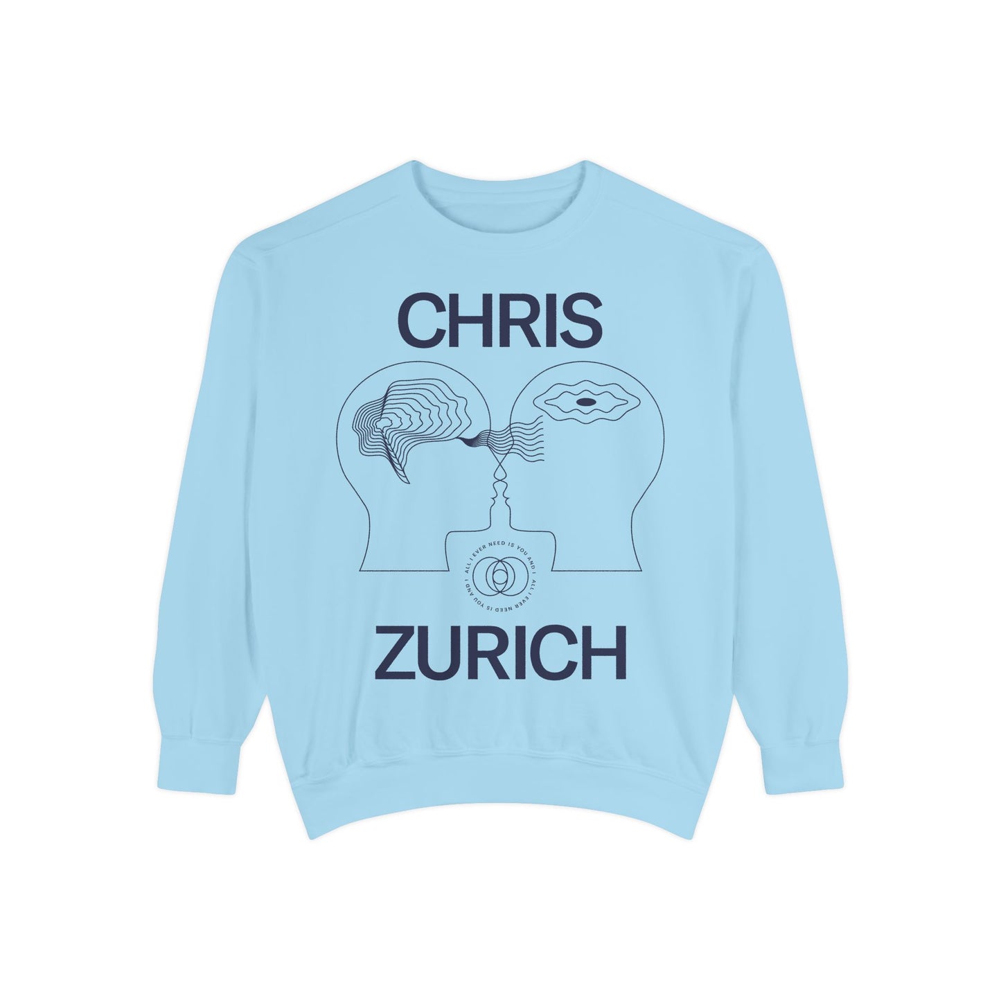 You and I - Chris Zurich graphic sweatshirt | illustrated heads connecting, camera motif