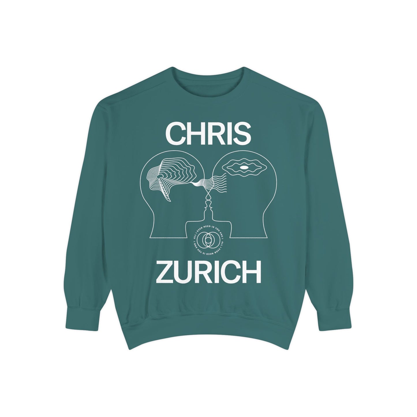 You and I - Chris Zurich graphic sweatshirt | illustrated heads connecting, camera motif