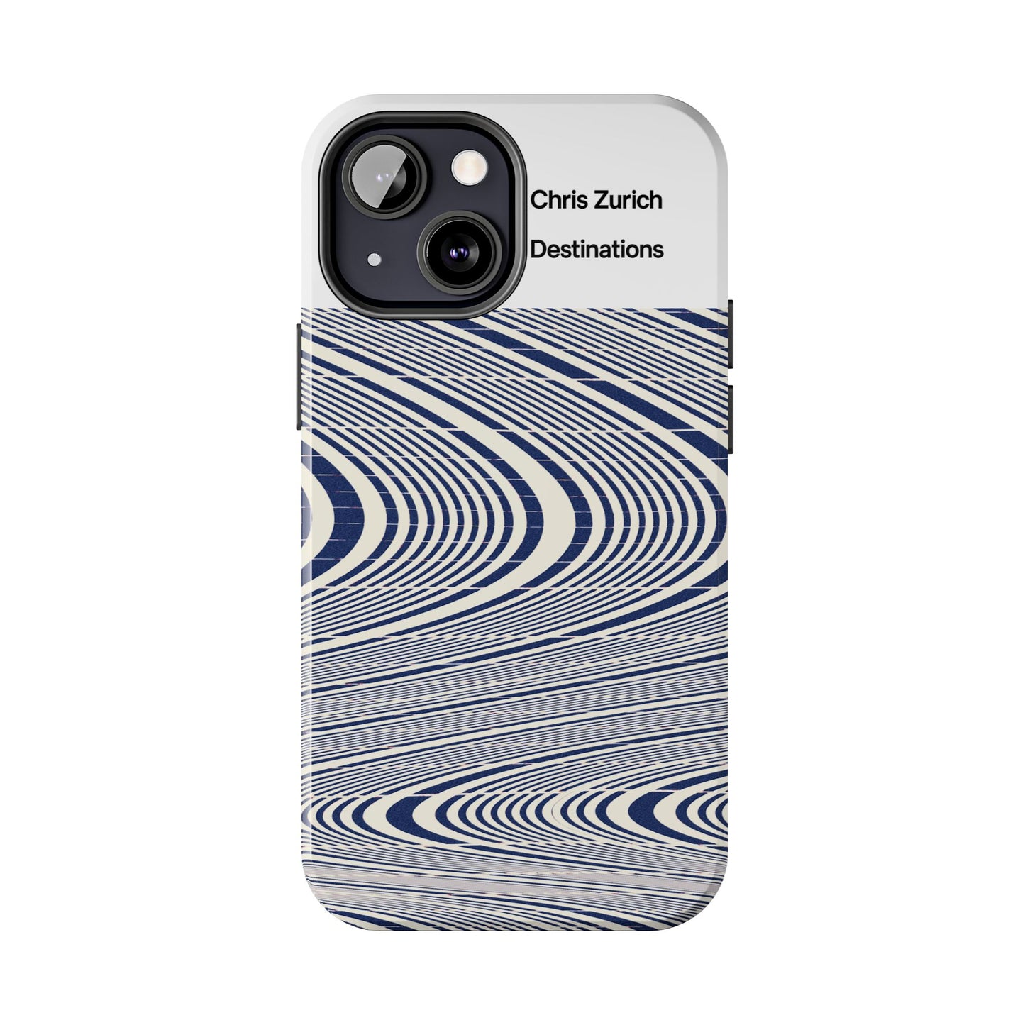 Destinations - Blue Wave Optical Art phone case | abstract line pattern, Chris Zurich Destinations