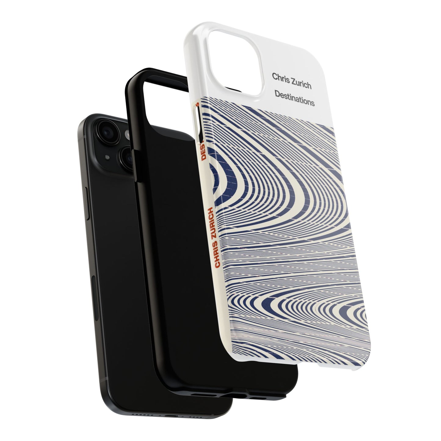 Destinations - Blue Wave Optical Art phone case | abstract line pattern, Chris Zurich Destinations