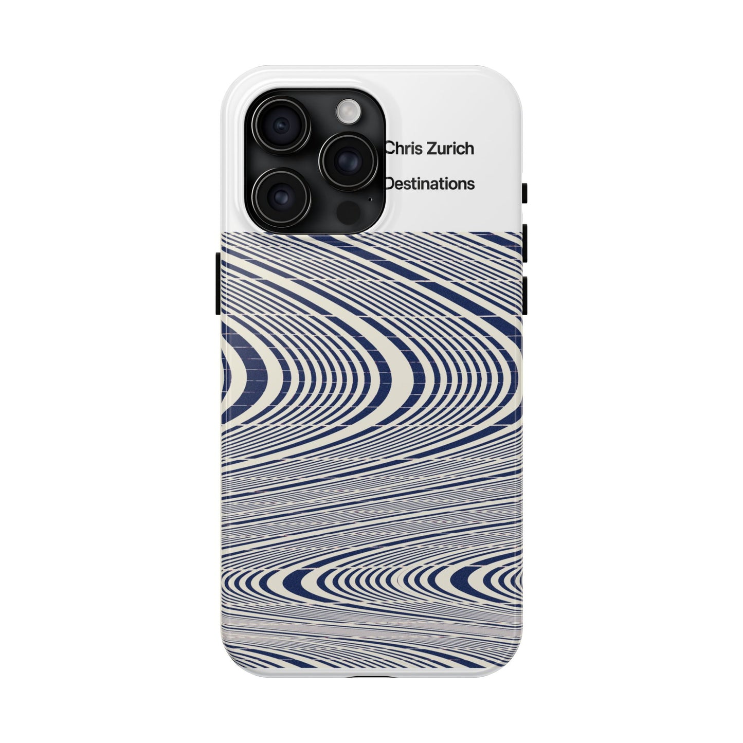 Destinations - Blue Wave Optical Art phone case | abstract line pattern, Chris Zurich Destinations