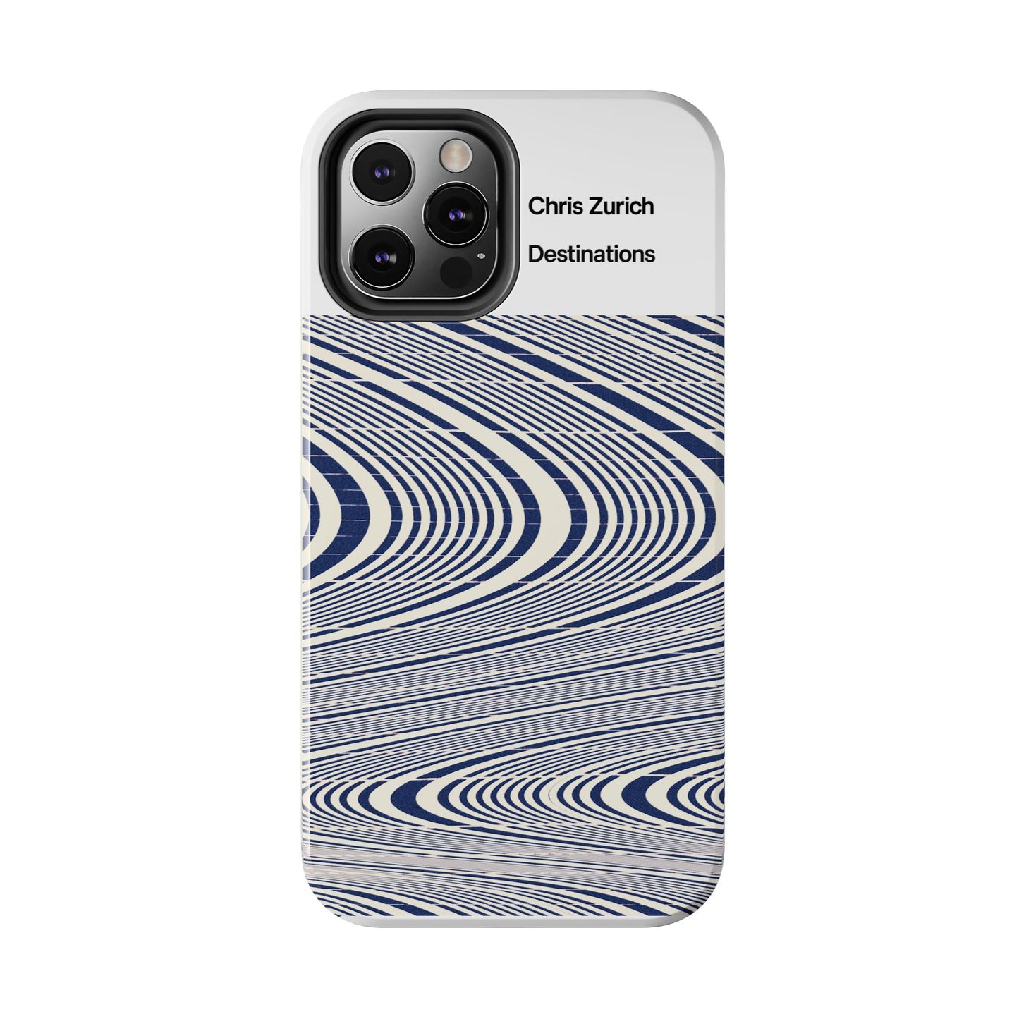 Destinations - Blue Wave Optical Art phone case | abstract line pattern, Chris Zurich Destinations