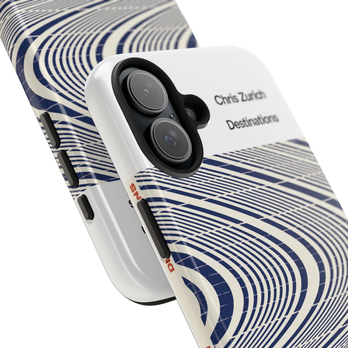 Destinations - Blue Wave Optical Art phone case | abstract line pattern, Chris Zurich Destinations