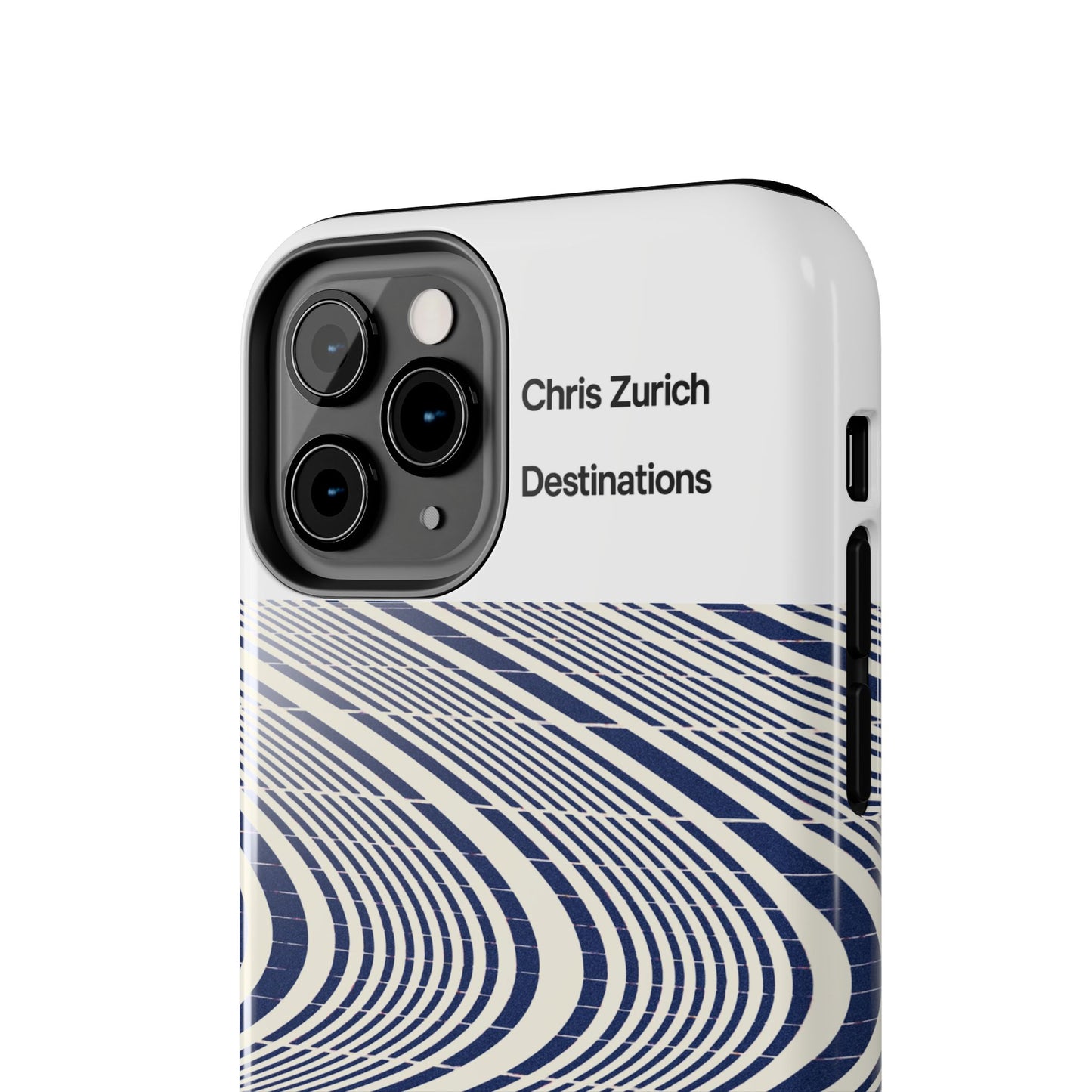 Destinations - Blue Wave Optical Art phone case | abstract line pattern, Chris Zurich Destinations