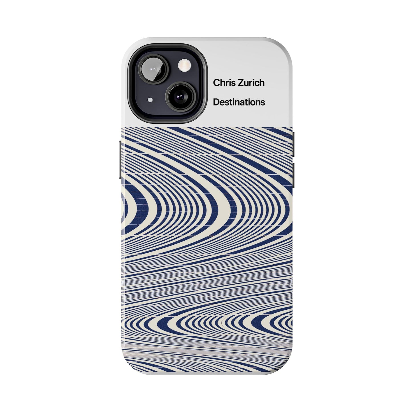 Destinations - Blue Wave Optical Art phone case | abstract line pattern, Chris Zurich Destinations