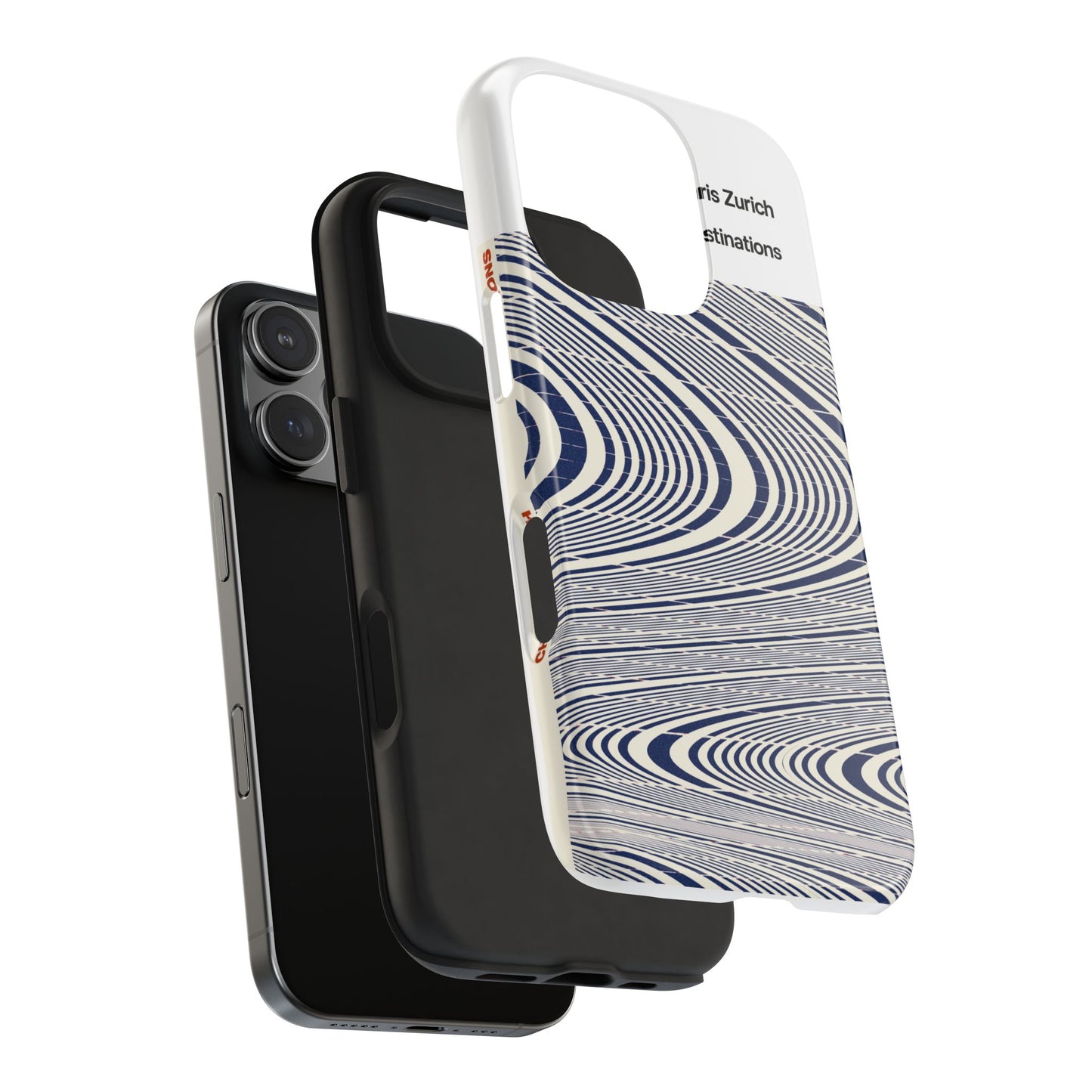 Destinations - Blue Wave Optical Art phone case | abstract line pattern, Chris Zurich Destinations