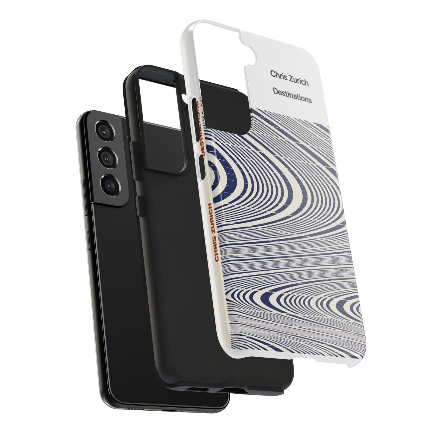 Destinations - Blue Wave Optical Art phone case | abstract line pattern, Chris Zurich Destinations