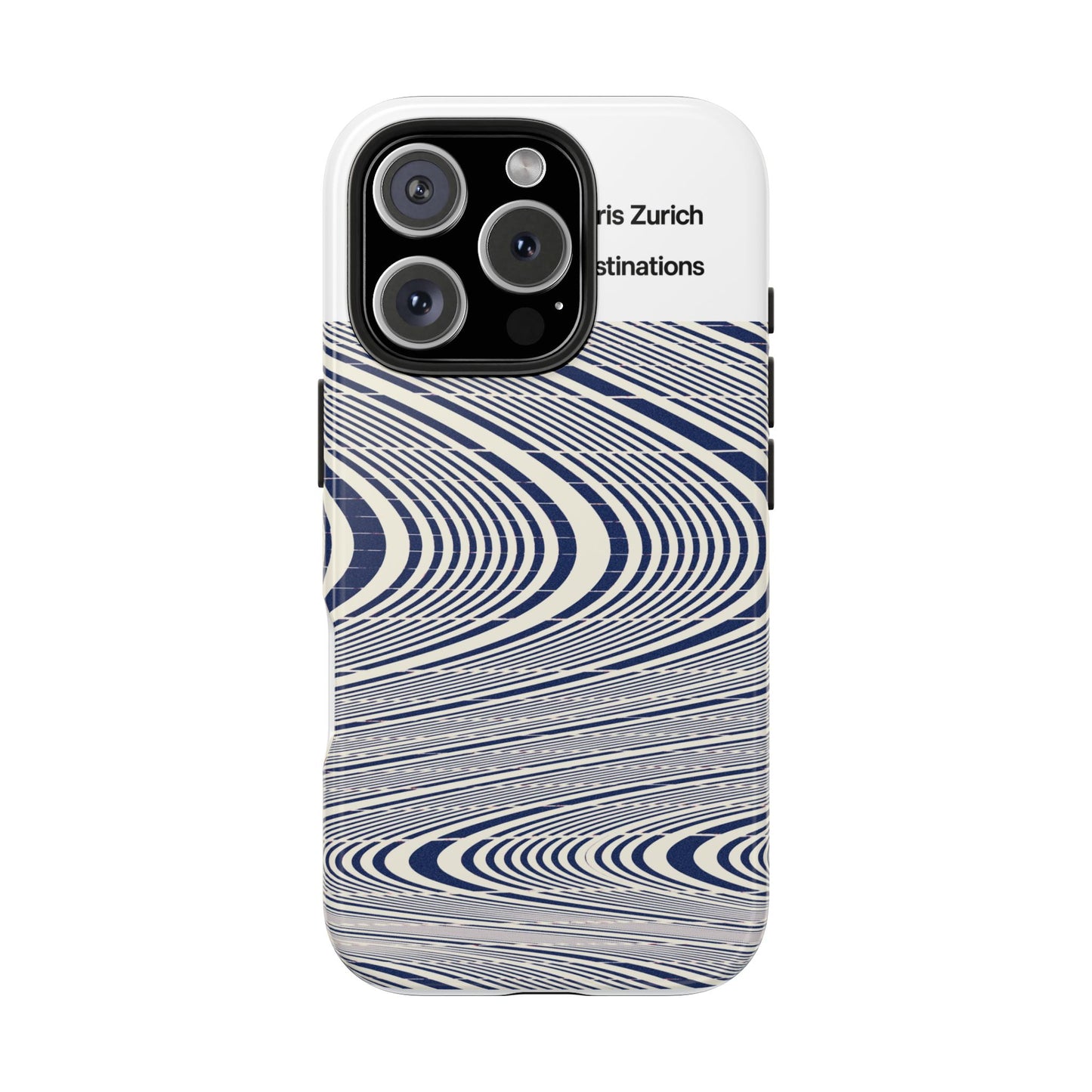 Destinations - Blue Wave Optical Art phone case | abstract line pattern, Chris Zurich Destinations