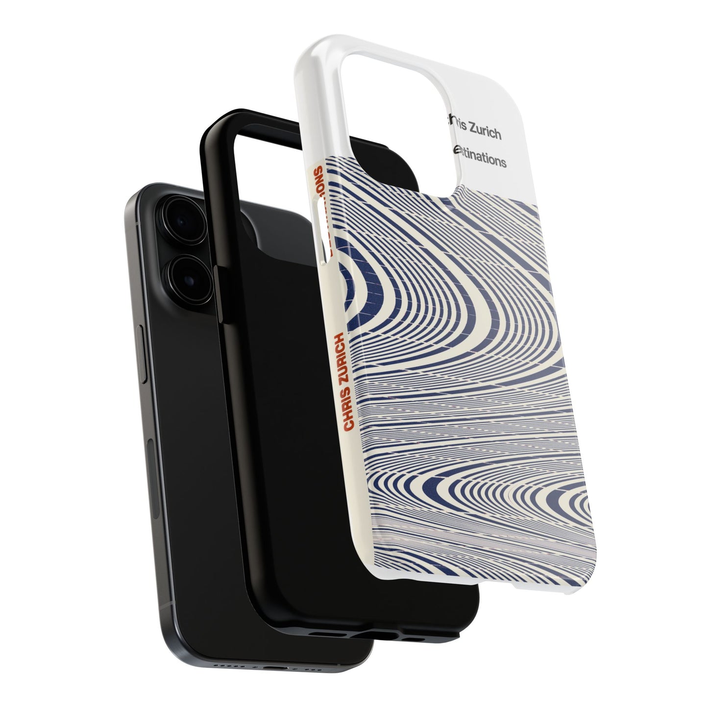 Destinations - Blue Wave Optical Art phone case | abstract line pattern, Chris Zurich Destinations