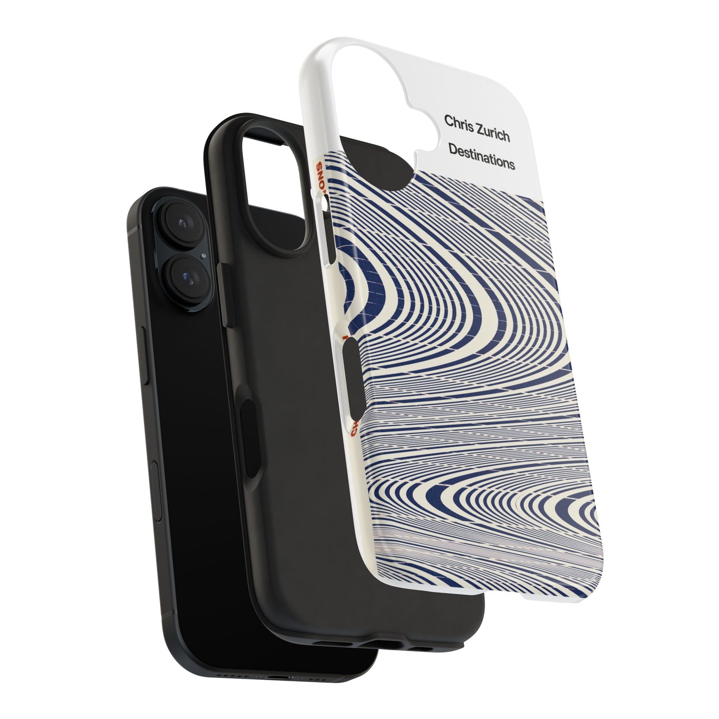 Destinations - Blue Wave Optical Art phone case | abstract line pattern, Chris Zurich Destinations