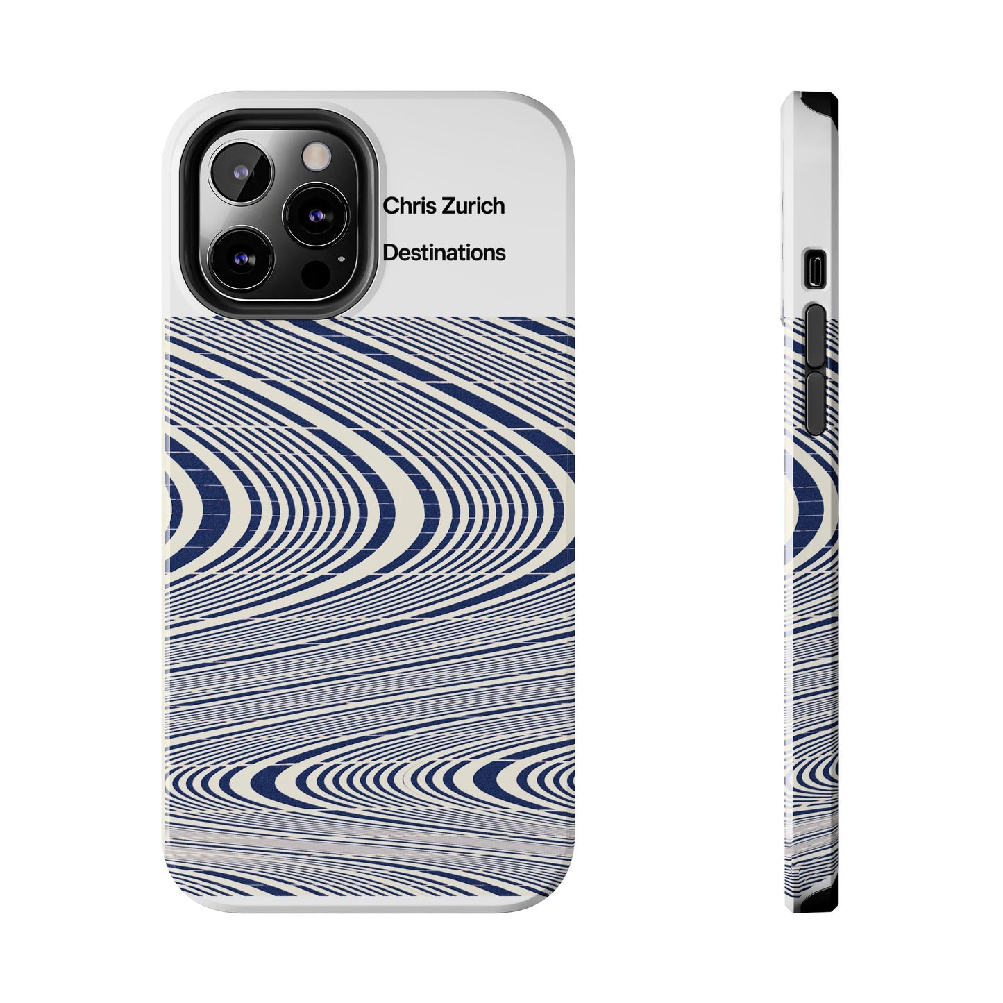 Destinations - Blue Wave Optical Art phone case | abstract line pattern, Chris Zurich Destinations