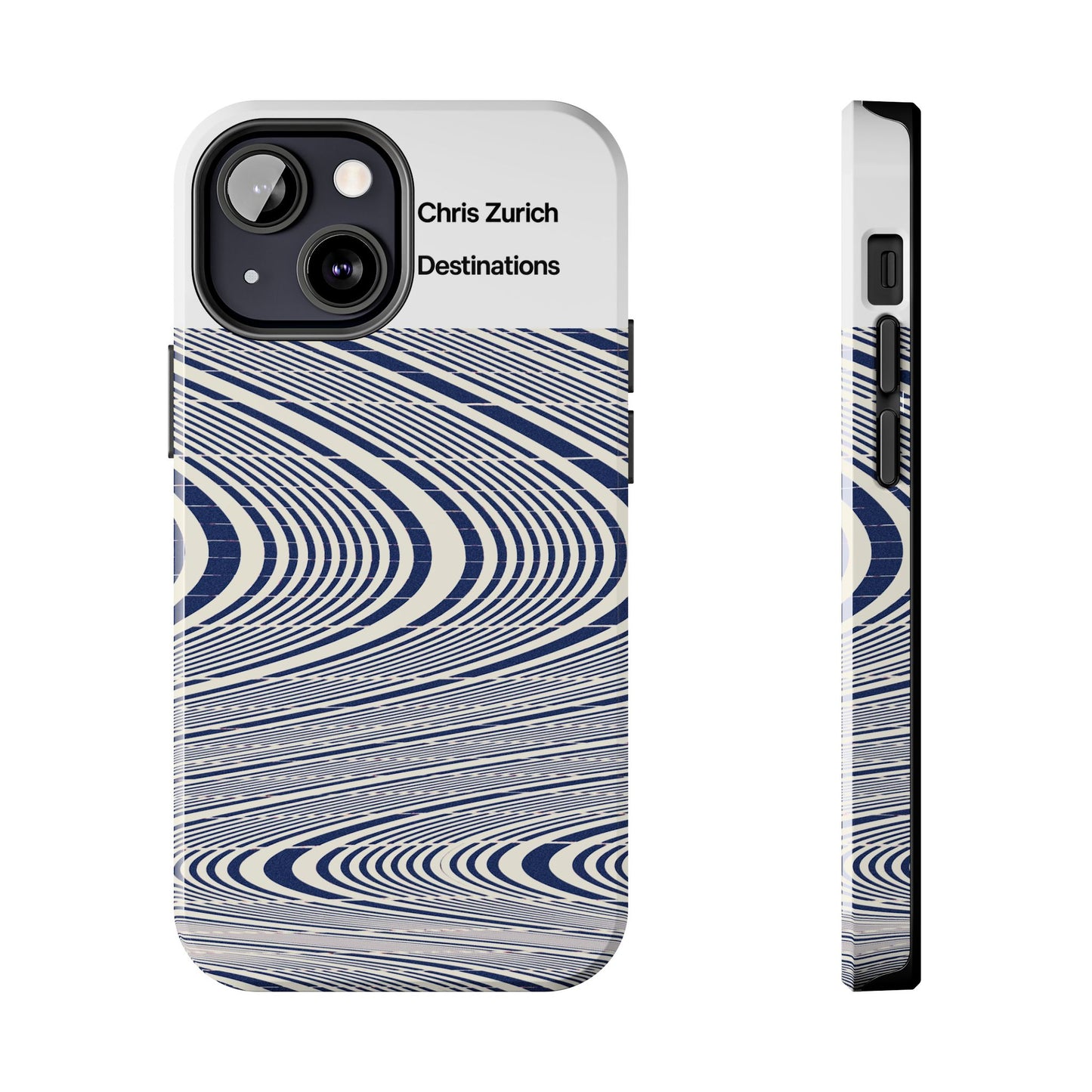 Destinations - Blue Wave Optical Art phone case | abstract line pattern, Chris Zurich Destinations