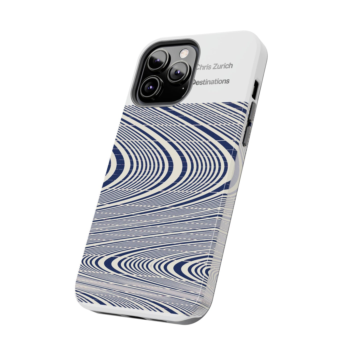 Destinations - Blue Wave Optical Art phone case | abstract line pattern, Chris Zurich Destinations