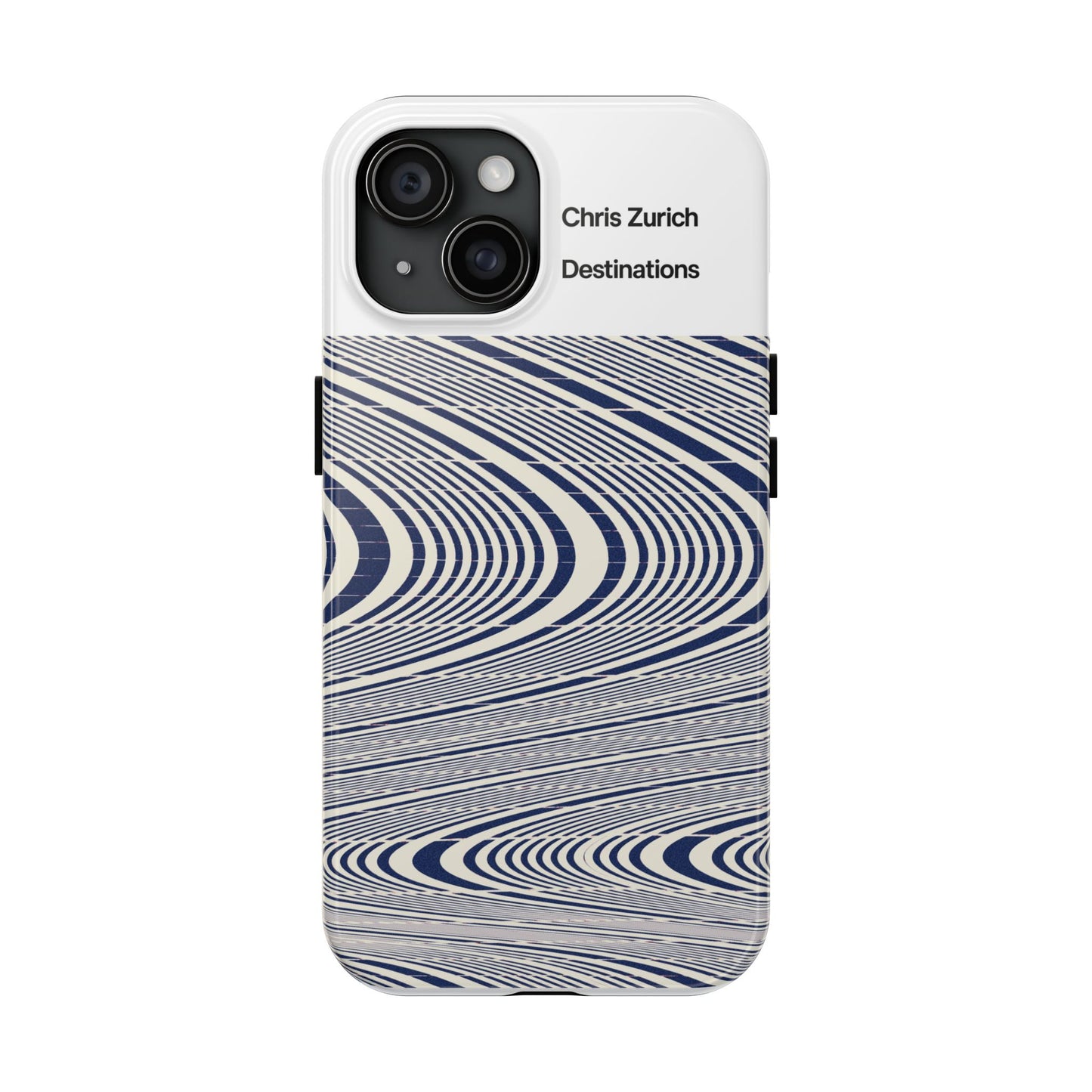 Destinations - Blue Wave Optical Art phone case | abstract line pattern, Chris Zurich Destinations