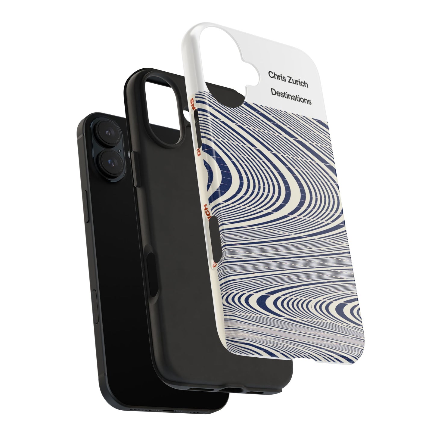 Destinations - Blue Wave Optical Art phone case | abstract line pattern, Chris Zurich Destinations