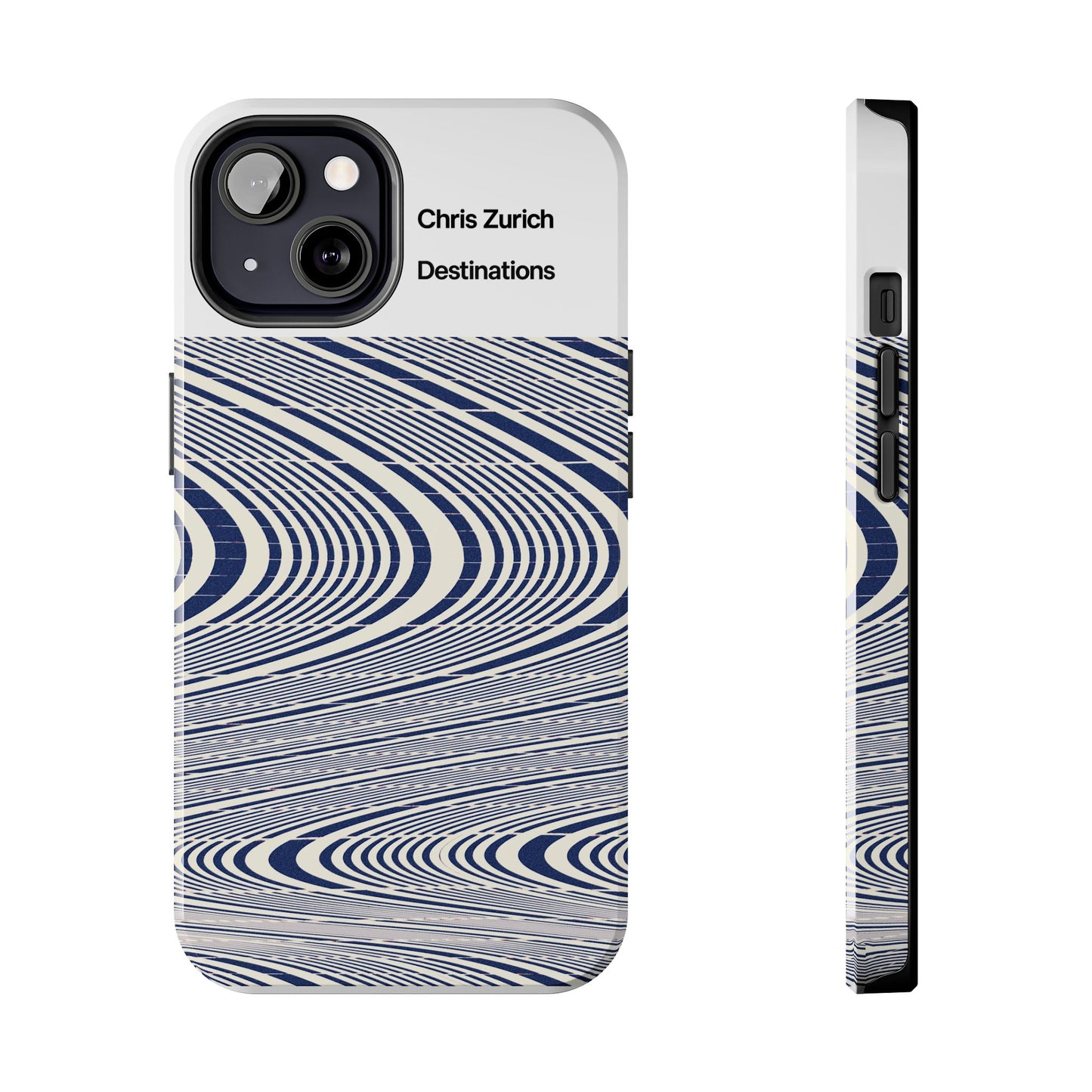 Destinations - Blue Wave Optical Art phone case | abstract line pattern, Chris Zurich Destinations
