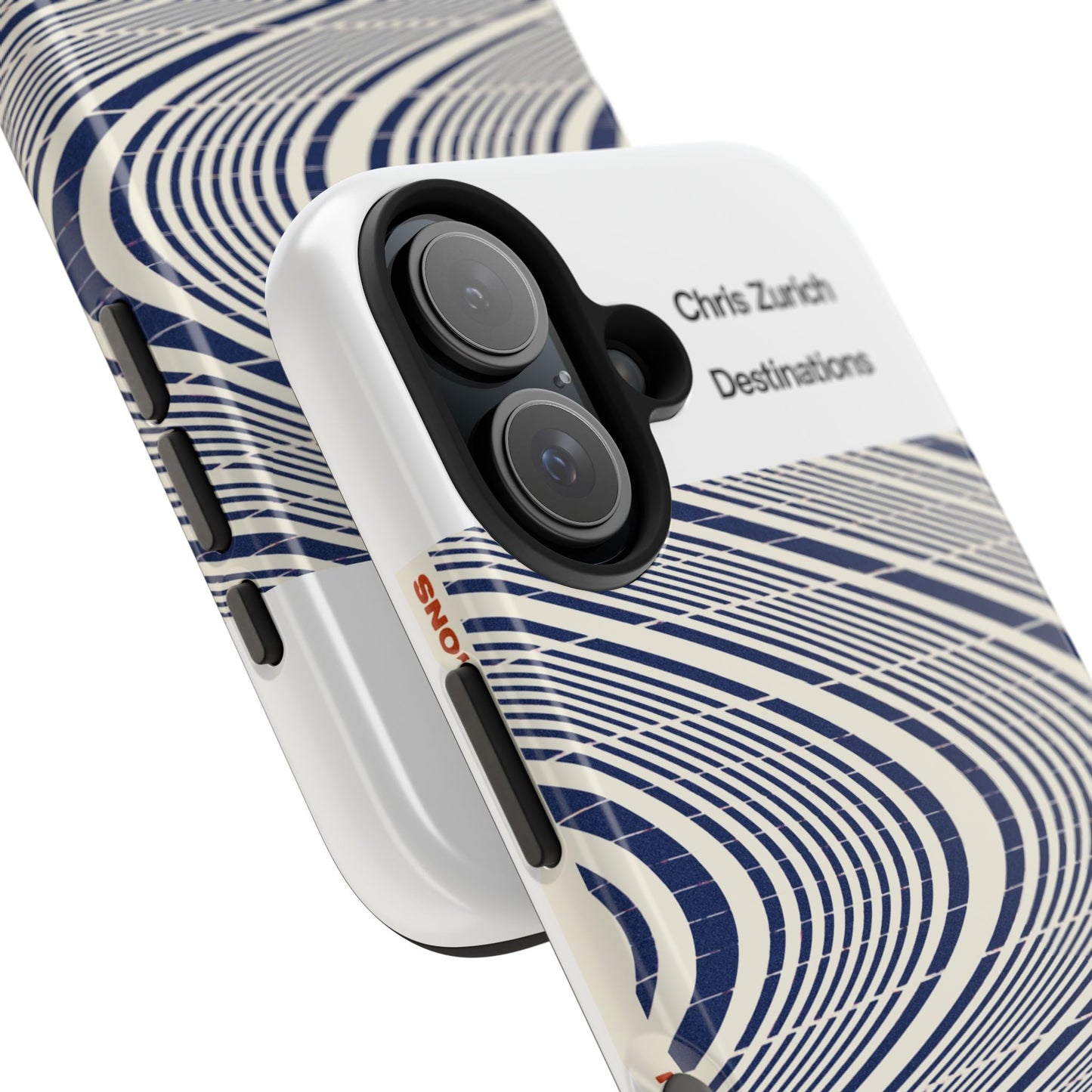 Destinations - Blue Wave Optical Art phone case | abstract line pattern, Chris Zurich Destinations