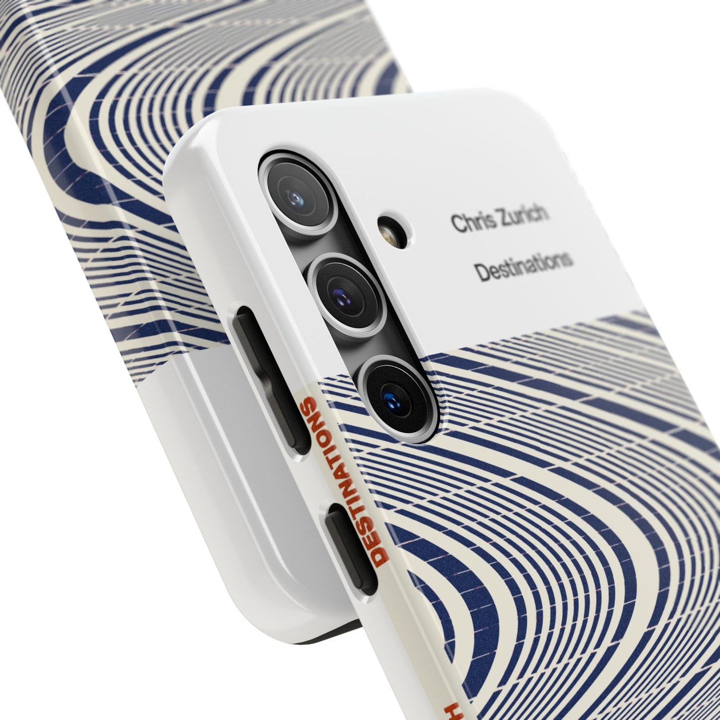 Destinations - Blue Wave Optical Art phone case | abstract line pattern, Chris Zurich Destinations