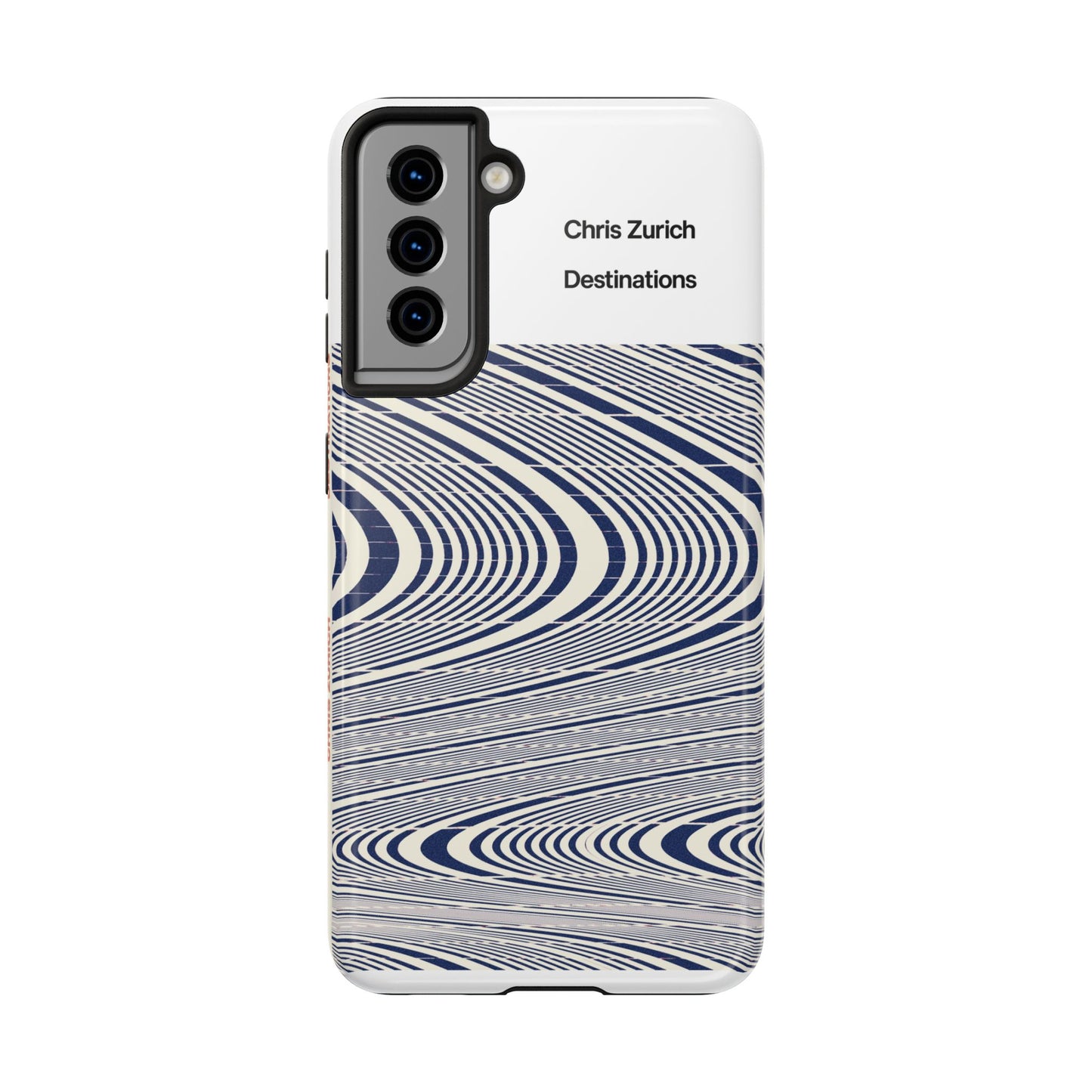Destinations - Blue Wave Optical Art phone case | abstract line pattern, Chris Zurich Destinations