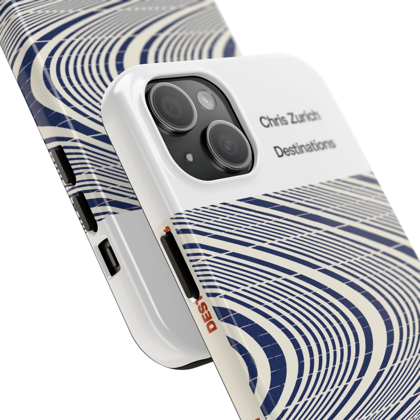 Destinations - Blue Wave Optical Art phone case | abstract line pattern, Chris Zurich Destinations