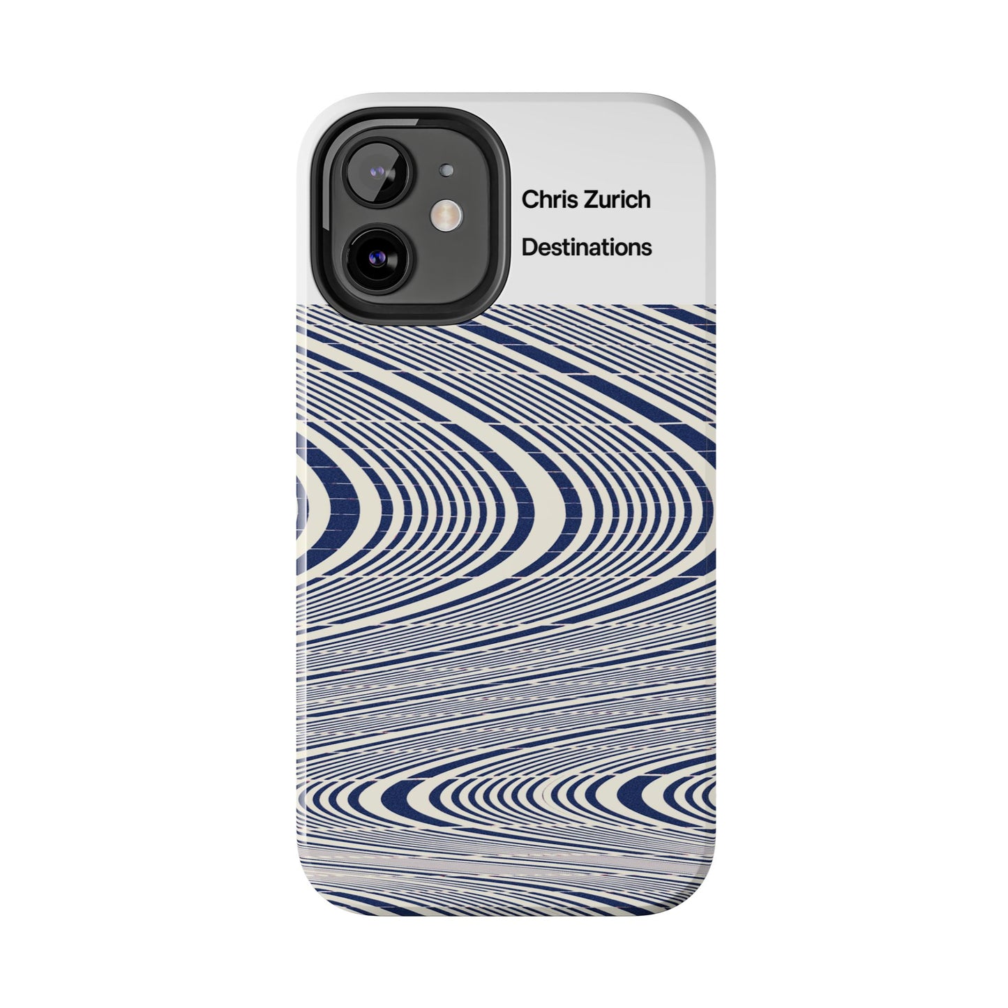 Destinations - Blue Wave Optical Art phone case | abstract line pattern, Chris Zurich Destinations